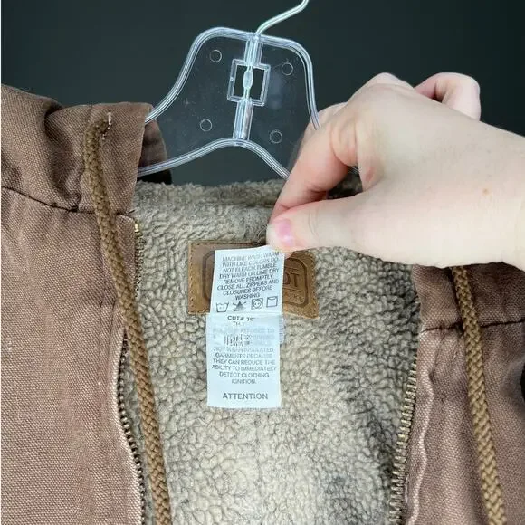 Schmidt Workwear Men’s XL Brown Sherpa Lined Hooded Jacket - Picture 4 of 4